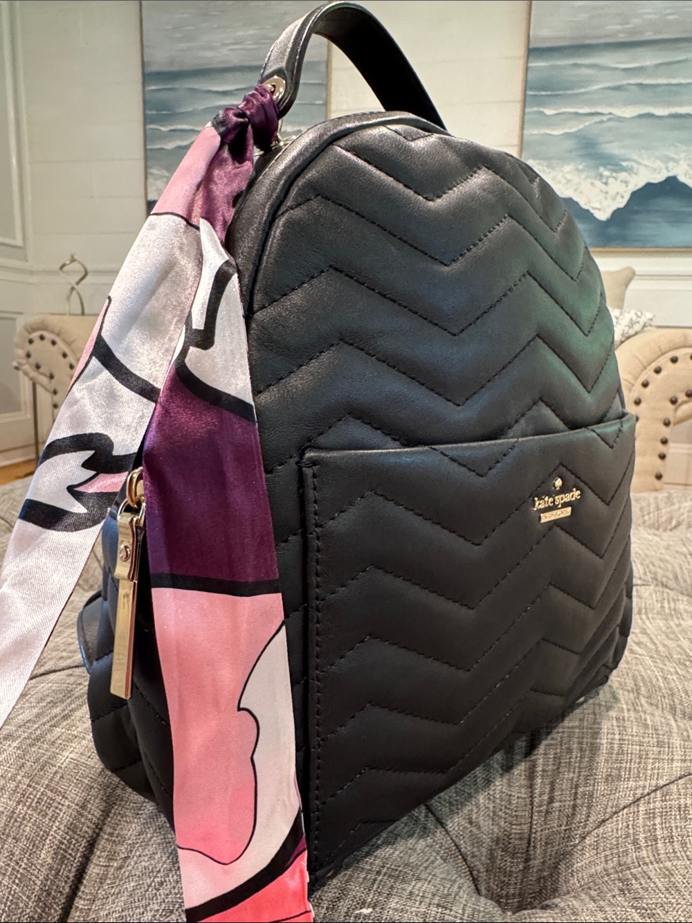 kate spade Bag Reese Park Black Quilted Leather Backpack - Picture 3 of 17